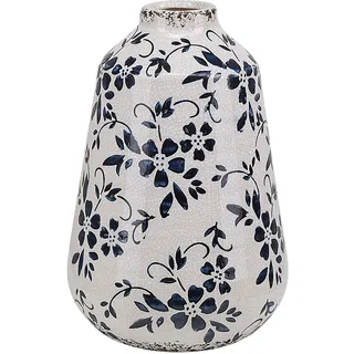Beliani Blumenvase Steinzeug Weiß