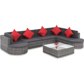 vidaXL Polyrattan Lounge-Set grau 44424