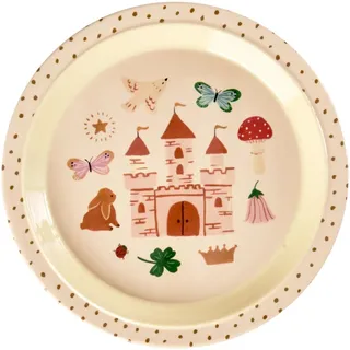 Rice Kinderteller Teller rund - hellrosa - Fairytale, Melamin BPA frei, Spülmaschinengeeignet bis 70°C