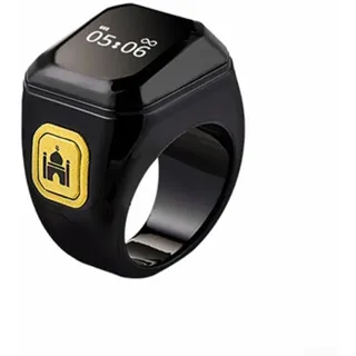 Tasbih Zikr-Smart Ring Clock, Verstellbarer Zähler, App-Unterstützung, Digitaler Gebetszähler-Ring mit Erinnerungsfunktion, wasserdichter 4-stelliger Fingerzähler-Zikr-Ring für Muslime(18mm Schwarz)