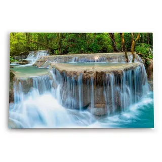 möbel-direkt.de Leinwandbild Erawan Falls Thailand Wasserfälle im Dschungel Natur