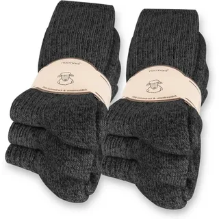 normani Thermosocken 6 Paar Norweger-Schafwollsocken (6er-Set, 6 Paar) mit Polstersohle grau 35-38