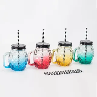 Relaxdays Trinkglas Ananas 0,5 l 4 St.