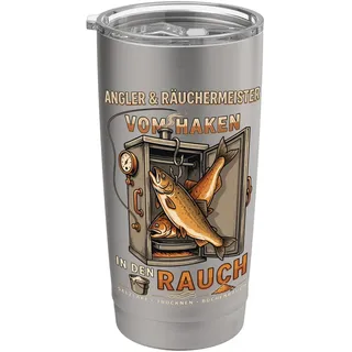 Angler Räuchermeister Fisch Räuchern Buchenrauch Humor Doppelwandiger Edelstahl-Thermobecher
