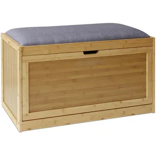 Relaxdays Schuhbank 49 x 80 x 30 cm gepolstert Bambus grau / grau