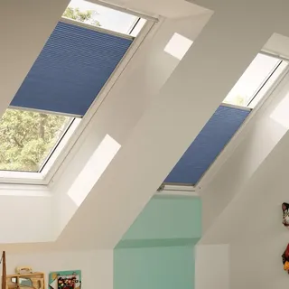 VELUX Orignal Wabenplissee/Faltstore DuoLine FHC U08 1156S / Bedienart : Manuell/Farbe : Uni Blau/Fenstergröße : UK38 / Fenstertypen : GIU, GIL, GDL, VIU, VFE_15411