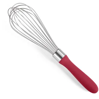 Doosu 28cm Schneebesen zum Kochen, Ballonschneebesen aus 18/8 Edelstahl, robuster Handschneebesen Rührbesen mit 8 flexiblen Drähten zum Mischen Rühren Schlagen Aufschäumen (Rot)