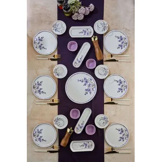 Hermia Concept Geschirr-Set (21-tlg), 6 Personen, Keramik, 21-teiliges Keramik-Set lila|weiß