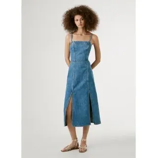 Pepe Jeans für Damen. PL953767 Kleid Elodie blau (S), Lässig, Baumwolle, Ärmellos / Hosenträger