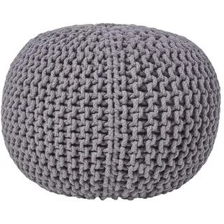 Homescapes Strick-Pouf, Grau, Textil, Uni, Rund, 40x35x40 cm, Wohnzimmer, Hocker, Poufs