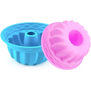 KEELYY 2 Stück Gugelhupfform Silikon Ø 15 cm Backform für Gugelhupf, Antihaftende Kuchenform für Marmorkuchen & Rührkuchen, Wiederverwendbare Bundform