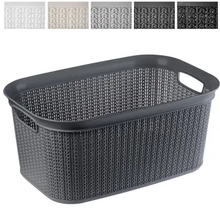 KADAX Wäschekorb, multifunktionaler Korb, 27 L, Wäschetruhe aus Kunststoff, Aufbewahrungskorb, Wäschesammler für Bad, schmutzige Kleidung, Accessoires, Spielzeug, Wäschebox (schwarzgrau)