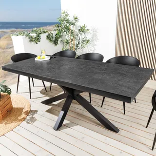 Riess Ambiente Esstisch Galaxie 180cm - anthrazit - Keramik | Für ca. 6-8 Personen geeignet, gemütlicher Look, sicherer Stand, eleganter Look, für Terrasse, Aluminiumgestell