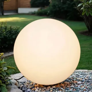 Gartenkugel mit Kabel Stecker Weiß IP65 inkl. E27 6500 K Ø 60 cm groß LED Leuchtkugel Terrasse Kugellampe Garten außen Lampe - Weiß
