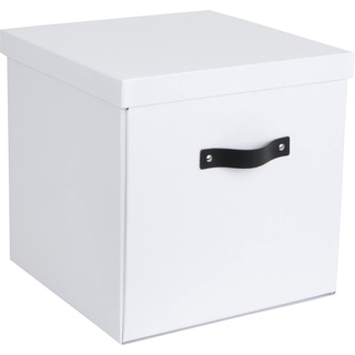 Bigso Box of Sweden LOGAN Aufbewahrungsbox mit Deckel – große Klappbox für Kleidung, Spielzeug usw. – Ordnungsbox mit Griff aus Faserplatte und Papier – weiß