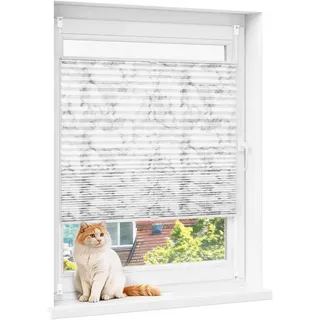 Woltu Plissee, halbtransparent, Klemmfix, Plisseerollo ohne Bohren lichtdurchlässig Sichtschutz und Sonnenschutz weiß 85 cm x 120 cm