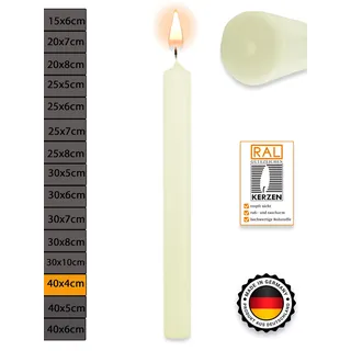 WikaKerzen Stumpenkerze-Rohling Blanko [ideal zum Basteln und Verzieren mit Wachs] zur Taufe Geburtstag Hochzeit Kommunion Altarkerze Kaminkerze Laternenkerze Dekokerze (Elfenbein, 40 x 4 cm)