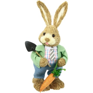 I.GE.A. Dekoobjekt »Hase«, Mit Karotte aus Bast Osterhasen Deko Osterdekoration Frühling Figur grün