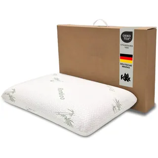 Foxx Orthopädisches nackenfreundliches Bamboo Kissen 60x40 cm Visko Kissen | Nackenstützkissen Seitenschläfer/Rückenschläfer Kopfkissen Viskoschaum Memoryschaum Viskokissen für Nackenschmerzen