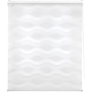 INTERBLIND | Elegantes Abend- und Tagesrollo Größe 140x180 - Tages- und Nachtrollo Stoffgröße 137x175 - Einfaches Anbringen, Weiß