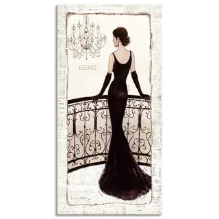 ARTLAND Wanddeko Leinwand Bilder Wandbild 75x150 cm Frau Stil Kleid Beauty Mode Edel Kunst Schwarz Weiß D0XQ