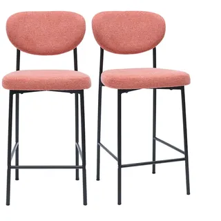 Feste Barhocker aus terrakottafarbenem Textur-Veloursstoff H65 cm (2er-Set) BREKA