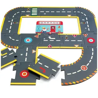 DJECO Puzzle Crazy Motors: Bodenpuzzle Straße für Kinder, Puzzleteile, Bodenpuzzle bunt