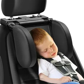 KopfstüTze Auto Kinder, 180 Grad Verstellbares Atmungsaktiv Leder Nackenstütze Auto,Nackenkissen Kinder, Geeignet FüR Erwachsene Und Kinder Zum Schlafen Auf Reisen (1PACK Black)
