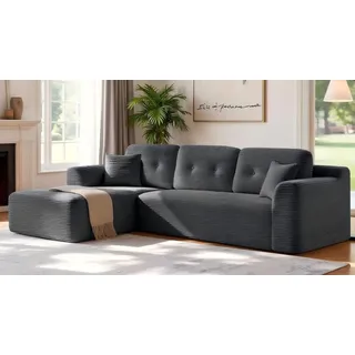 VASAGLE Modulares Sofa, Ecksofa mit Liege links, 244 cm breit, vakuumverpackt, keine Montage erforderlich, grau - Grau