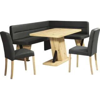 Home Affaire Eckbankgruppe HOME AFFAIRE "Laros Sitzgruppe, Eckbank, Stühle, Tisch", grau (anthrazit, anthrazit, natur), B:182cm H:85cm T:141cm, FSC-zertifiziertes Massivholz, Sitzmöbel-Sets, Eckbankgruppe, perfekt für Küche, Esszimmer, Wohnzimmer, Bestseller
