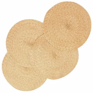 Homescapes Tischset, gold im 4er-Set, Platzsets rund geflochten, 40 cm