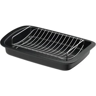 BergHOFF Leo Graphite Antihaft Bräter mit Rost 42x28cm - Auflaufform groß - Bräter rechteckig - Ofenform