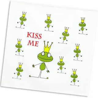 KRACHT, Geschirrtuch Frottier, Druck Froschkönig-Kiss me, 50x50 cm, 100% Baumwolle