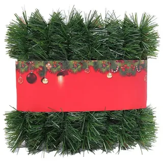QOKLIYUI Festliche tannengrüne Girlanden für Weihnachten, einfach aufzuhängen und anwendbare Anlässe, PVC Weihnachtsdekoration, langlebig, Grün, 10m