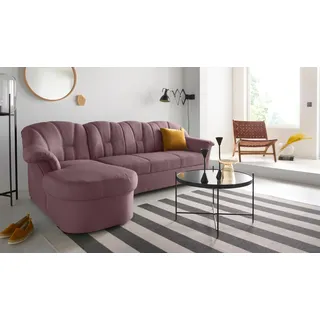 DOMO collection Ecksofa DOMO COLLECTION "Papenburg, zeitlose Rückensteppung, elegante Formensprache, L-Form", lila (beere), B:235cm H:84cm T:140cm, Kunstleder SOFTLUX;Luxus-Microfaser (100% Polyester);Struktur ( 90% Polyester, 10% Polyacryl);Microfaser PRIMABELLE (100% 