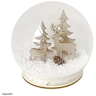 Hti-Living Schneekugel Rehe mit LED-Beleuchtung Schneekugel Rehe mit LED-Beleuchtung