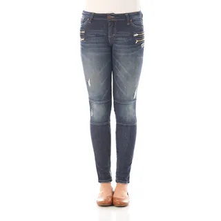 Please Damen Jeans P99F-LAV1128 Skinny Fit Blau Normaler Bund Knopfleiste XS