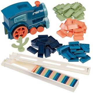 Domino-Zug Spielzeug-Set mit 80 farbigen Domino-Steinen, Licht und Ton