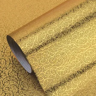 ZXFLOOR 1–10 m, Selbstklebende Tapete in Gold, Metalloptik, Küchenöl, wasserfestes Kontaktpapier, zum Abziehen und Aufkleben, DIY-Dekor, Regaleinlage, Aufkleber
