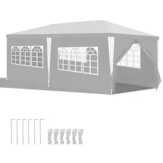 Pavillon 3x6 m Weiß Gartenpavillon Partyzelt mit Seitenteilen für Garten Camping