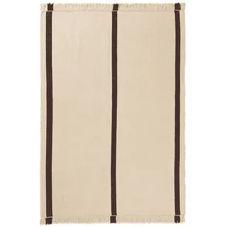 Ferm Living - Calm Kelim Wollteppich, 140 x 200 cm, off-white / coffee