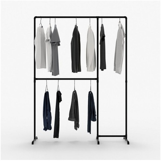 pamo. design Kleiderständer LAS, (Kleiderstange ohne Bohren), Offene und freistehende Kleiderstange schwarz 150 cm x 195 cm x 50 cm