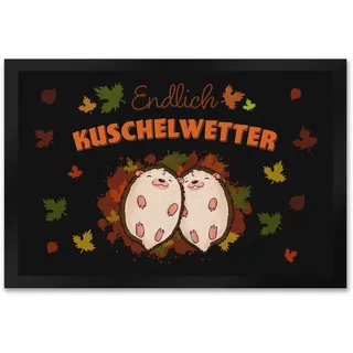 speecheese Endlich Kuschelwetter herbstliche Fußmatte XXL in 50x75 cm mit Igelpaar EIN bunter und niedlicher Türvorleger für den Flur im Herbst
