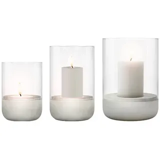 blomus Windlicht -CALMA- Glas Kerzenhalter, Teelichthalter, Stimmungslicht modern (SET, 3 St., SIZE S,M,L), aus Glas mit Betonsockel beige