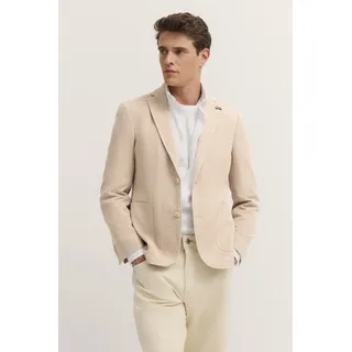 Bugatti Sakko BUGATTI, Herren, Gr. 56, beige (30, beige), 52% Viskose, 29% Polyester, 18% Baumwolle, 1% Elasthan, unifarben, normal, Manschette, Sakkos Sakko, mit Reverskragen und Stretch