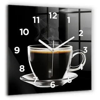 Tulup Wanduhr Glasuhr Kaffee Rechteckige Uhr aus Gehärtetem Glas Glaswanduhr weiß 60 cm x 60 cm