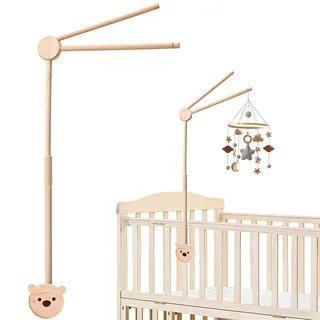 Mobile Halterung Holz,Baby Mobile Halterung für Babybett,Verstellbarer Mobile Halterung Wickeltisch für Kinderzimmer,Babybett Klingelhalterung,Mobiles Gestänge für Aufhängung Windspiele Bettglocke