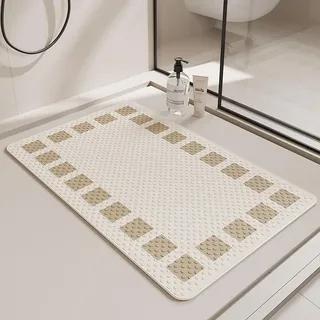 Pevfeciy Duscheinlage rutschfest 60x90cm Mit Saugnäpfe Duschmatte rutschfest Moderne minimalistische PVC Dusche antirutschmatte,maschinenwaschbar,für Nassbereiche,Beige