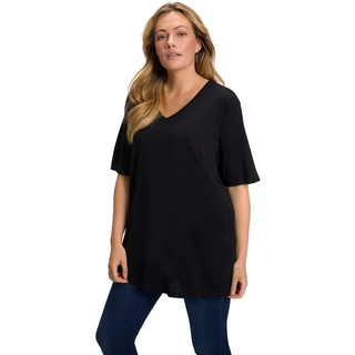Ulla Popken Damen V-Ausschnitt T-Shirt, Schwarz (schwarz 10), 58/60