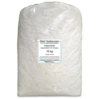 DistrEbution Bastelnaturmaterial Sojawachs C-3 Flocken Naturwachs Kerzenwachs 10 kg, Zur Herstellung von Kerzen in Behältern